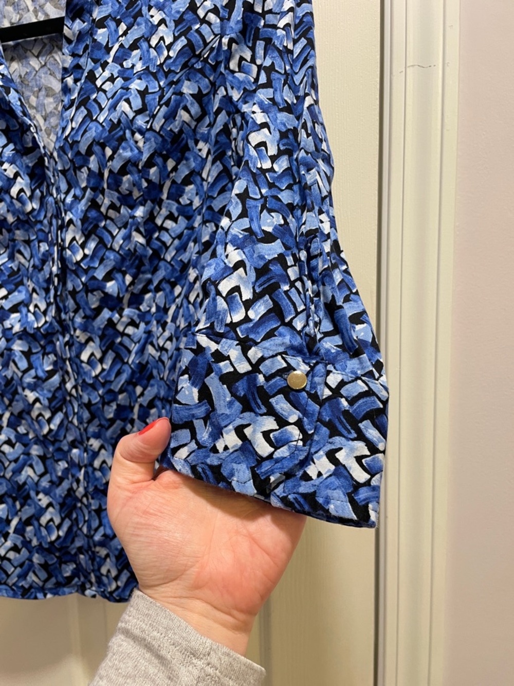 Dana Buchman Blue Abstract Print Button-Down Shirt - Picture 4 of 7